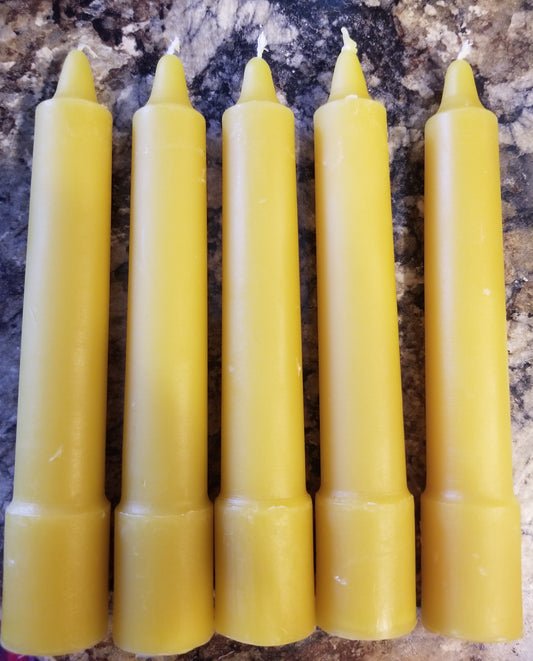 10" Smooth Base Beeswax Candles Qty 5