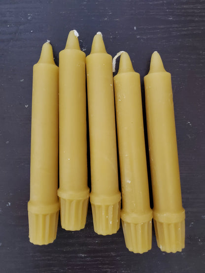 8" Fluted Base Beeswax Candles Qty 10