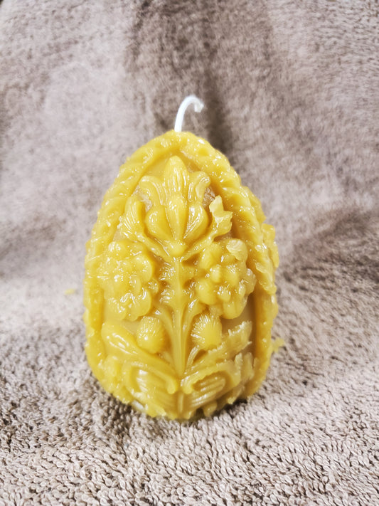 Flower Deco Egg Beeswax Candle ( H-4" W-2.5")