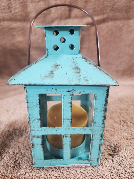 Small Rustic Teal Lantern